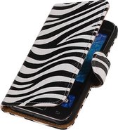 Zebra Bookstyle Hoes Geschikt voor Samsung Galaxy J1 J100F Wit