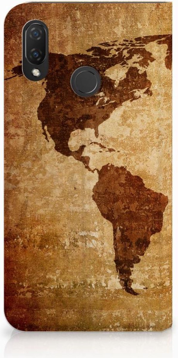 Huawei P Smart Plus Book Cover Wereldkaart