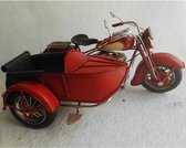 Rode - motor - met - zijspan - Harley Davidson stijl- blikken motor- rood - blik