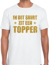 Toppers In dit shirt zit een Topper goud glitter tekst t-shirt wit voor heren - heren Toppers shirts XXL