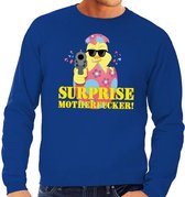 Foute paas sweater blauw surprise motherfucker voor heren L