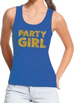 Party Girl gouden tekst tanktop / mouwloos shirt blauw dames - dames singlet Party Girl XL