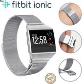 Milanees horloge band geschikt voor de Fitbit Ionic | RVS | Zilver | maat M | met magneetsluiting