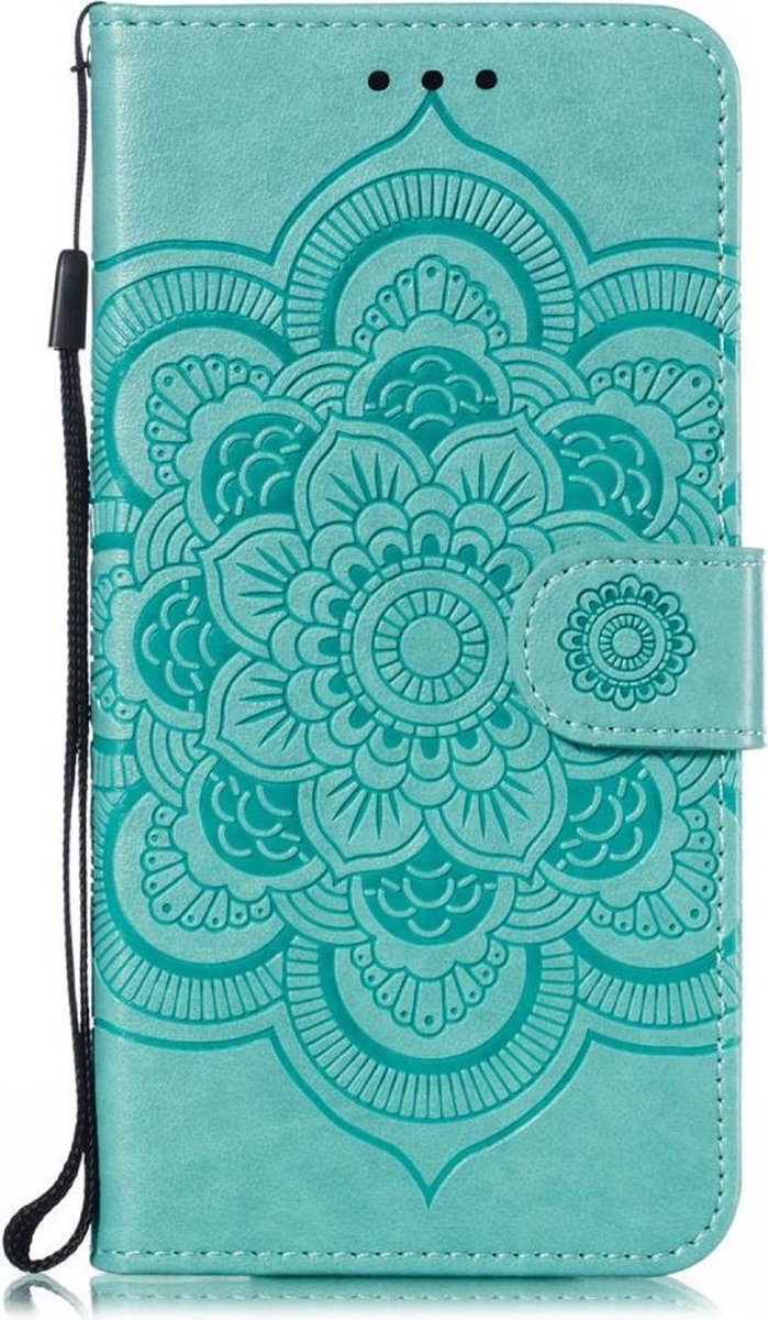 Mandala Bloemen Book Case - Geschikt voor Samsung Galaxy A20e Hoesje - Cyan