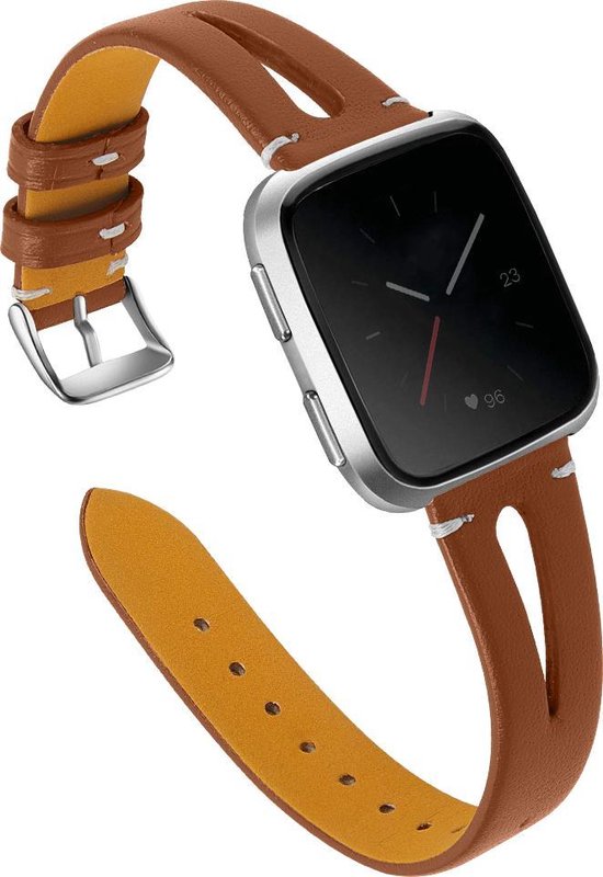 Bracelet en cuir YONO - Fitbit Versa 2 (Lite) - Marron | bol.com