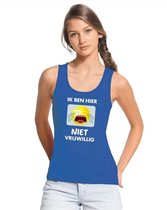 Ik ben hier niet vrijwillig tanktop/ mouwloos shirt blauw dames L