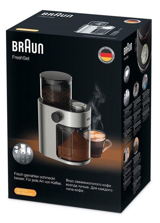 Technische specificaties - Braun 0X17711000 - Braun KG 7070 Koffiemolen 110W RVS/Zwart