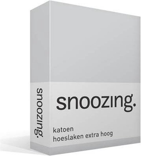 Snoozing - Katoen - Extra Hoog - Hoeslaken - Lits-jumeaux - 180x210 cm - Grijs