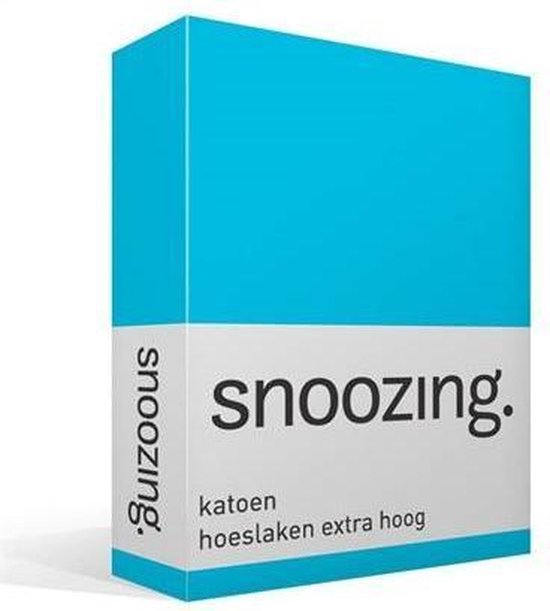Snoozing - Katoen - Extra Hoog - Hoeslaken - Lits-jumeaux - 180x210 cm - Turquoise