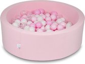 Ballenbad rond - roze - 90x30 cm - met 200 wit, roze en transparante ballen
