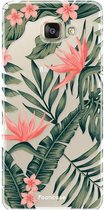 FOONCASE Samsung Galaxy A3 2017 hoesje TPU Soft Case - Back Cover - Tropical Desire / Bladeren / Roze