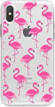 Fooncase Hoesje Geschikt voor iPhone XS - Shockproof Case - Back Cover / Soft Case - Flamingo