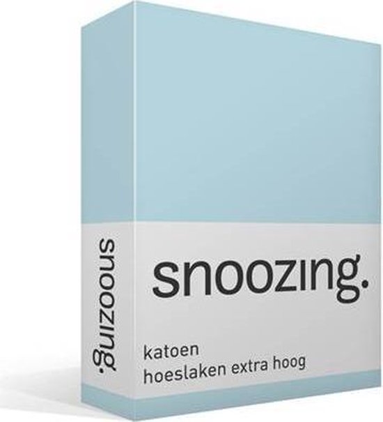 Snoozing - Katoen - Extra Hoog - Hoeslaken - Tweepersoons - 140x220 cm - Hemel