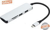 5 in 1 USB-C Hub - Type C HUB | (3x USB 3.0, SD/Micro SD Kaartlezer) - Zilver Type C Adapter