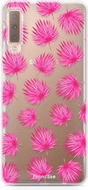 Samsung Galaxy A7 2018 hoesje TPU Soft Case - Back Cover - Pink leaves / Roze bladeren