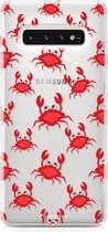Fooncase Hoesje Geschikt voor Samsung Galaxy S10 Plus - Shockproof Case - Back Cover / Soft Case - Crabs / Krabbetjes / Krabben