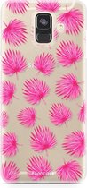 Samsung Galaxy A6 2018 hoesje TPU Soft Case - Back Cover - Pink leaves / Roze bladeren