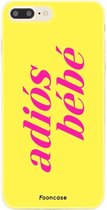 Fooncase Hoesje Geschikt voor iPhone 8 Plus - Shockproof Case - Back Cover / Soft Case - Adios Bebe / Geel & Roze