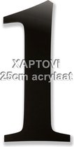 Xaptovi Huisnummer 1 Materiaal: Acrylaat - Hoogte: 25cm - Kleur: Zwart