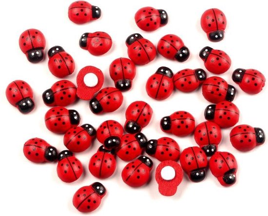 Houten lieveheersbeestjes | knutselen | diy | decoratie | 50 stuks | rood |  bol.com