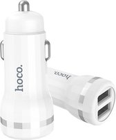 HOCO Z27 Staunch Duo-poort Auto-oplader wit - universele autolader met 2 USB-poorten