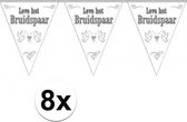 Bruiloft versiering - 8x stuks Vlaggenlijnen Bruiloft / Bruidspaar / Huwelijk /Trouwen