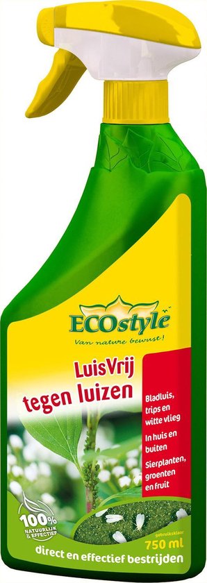 ECOstyle LuisVrij Bladluizen Bestrijdingsmiddel voor Sierplanten, Groente en Fruit - 100% Plantaardig , Snel en Effectief - Bestrijdt Insecten, Luizen en Witte Vliegen - 750 ML - ECOstyle