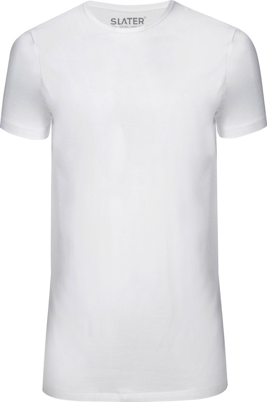 Slater 7700 - Basic Fit Extra Lang 2-pack T-shirt ronde hals korte mouw wit XXL 100% katoen