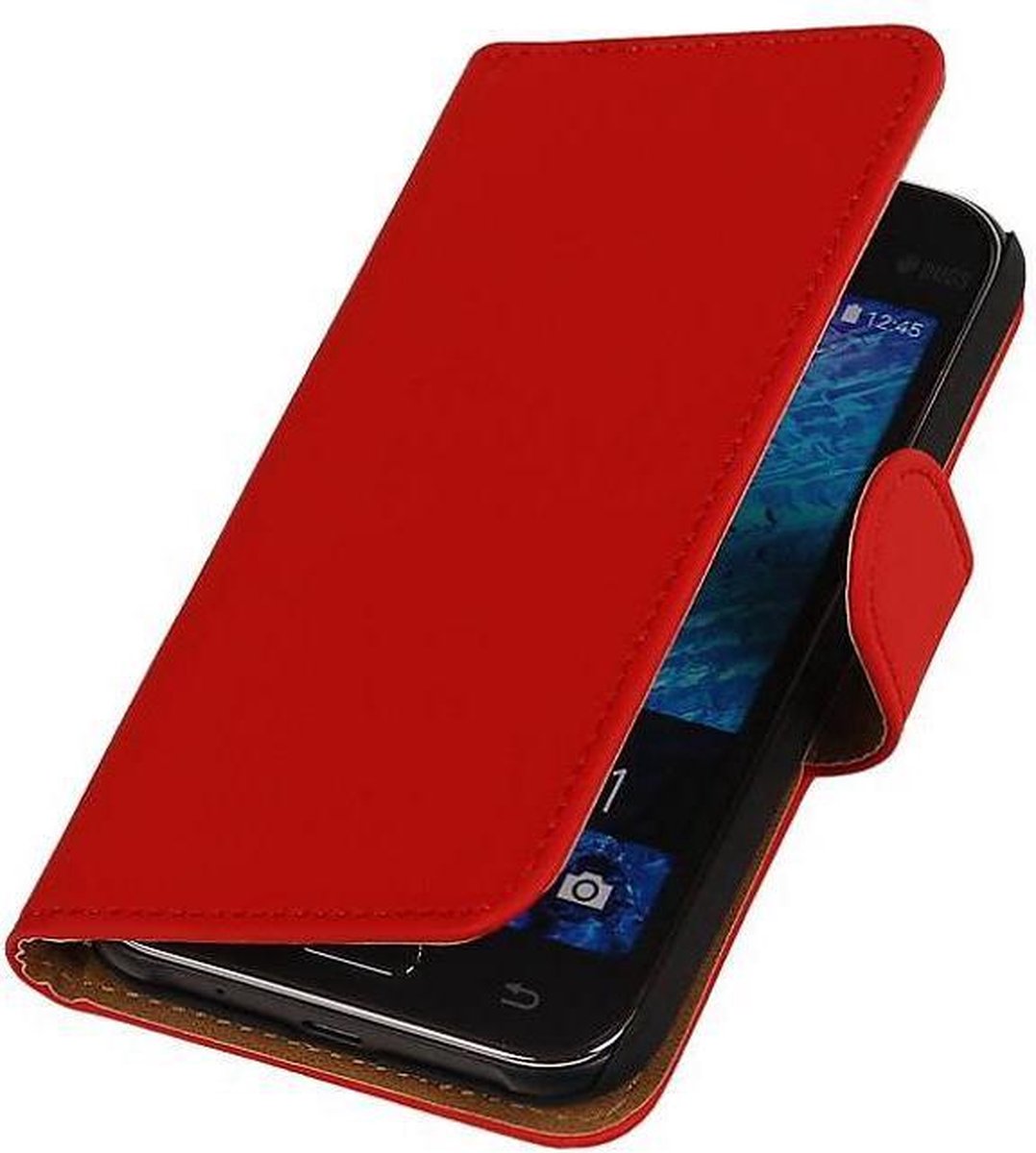 Effen Bookstyle Hoes Geschikt voor Samsung Galaxy J1 J100F Rood