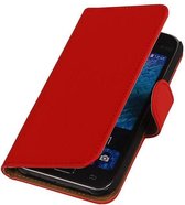 Mobieletelefoonhoesje.nl - Effen Bookstyle Hoesje voor Samsung Galaxy J1 Rood