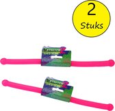 x-Stretch - 2 Glow in the Dark Stretch Stick 2 Stuks – Stress Speelgoed – Tot 3 meter Uitrekbaar – Roze
