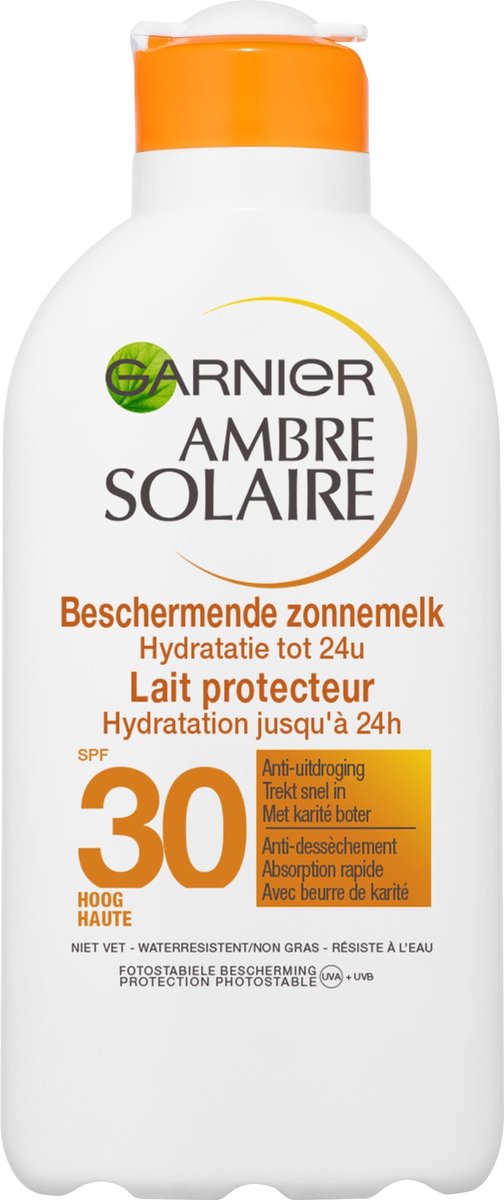 Garnier Ambre Solaire Hydraterende zonnebrandmelk SPF 30 - Zonnebrand tegen Uitdroging - 200 ml - Garnier