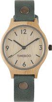 Dames horloge bamboe hout I Twist single forest green leren band I TiMEBOO ®