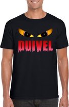 Halloween duivel ogen t-shirt zwart heren L