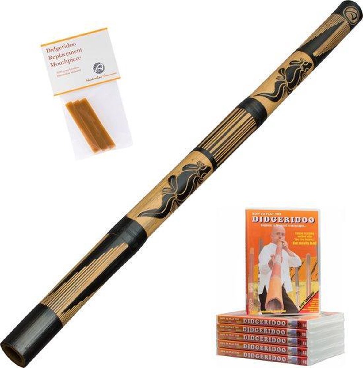 Didgeridoo leren spelen is niet moeilijk! Bamboe didjeridoo 120cm inclusief lesvideo (85 min. engels gesproken), inclusief imker bijenwas | Didgeridoospelen werkt tegen snurken en apneu | bekijk de video!