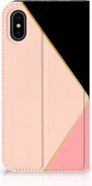 Book cover Geschikt voor iPhoneXs | X Black Pink Shapes