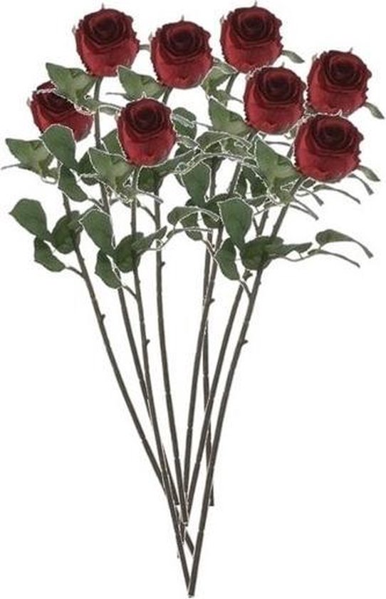 8 pièces roses rouges fleurs artificielles 69 cm - fausses roses rouges |  bol.com