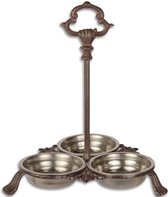 Honden - voerbak - drinkbak - staander (3 bakjes) - ijzer - bruin