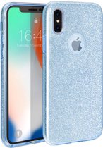 iPhone X / XS Hoesje Glitters Siliconen TPU Case Blauw - BlingBling Cover