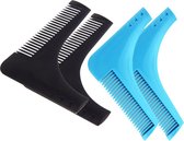 Beard Lab -  Baardkam - Set van 4 - Baardtrimmer - Baard Verzorging - Beard Shaper - Beard Styler - Zwart en blauw