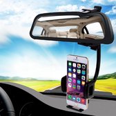 HAWEEL 2 in 1 universeel Car Rear View Mirror Stand mobiele telefoon Mount houder voor iPhone 6 & 6 Plus / iPhone 5 & 5S & 5C / Smartphone  Clamp Size: 40mm-80mm(zwart)