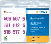 Herma 4862 nummerstickers 501-1000 paars op witte ondergrond