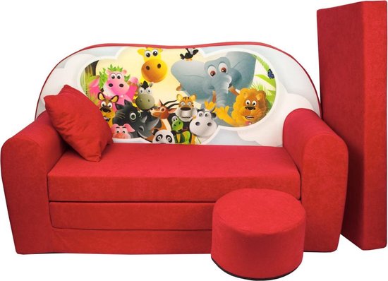 Kinder slaapbank set - logeermatras - sofa - 170 x 100 x 8 - slaapbank - rood - Madagaskar
