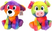 Pluche Regenboogsetje hond/varken - 25cm