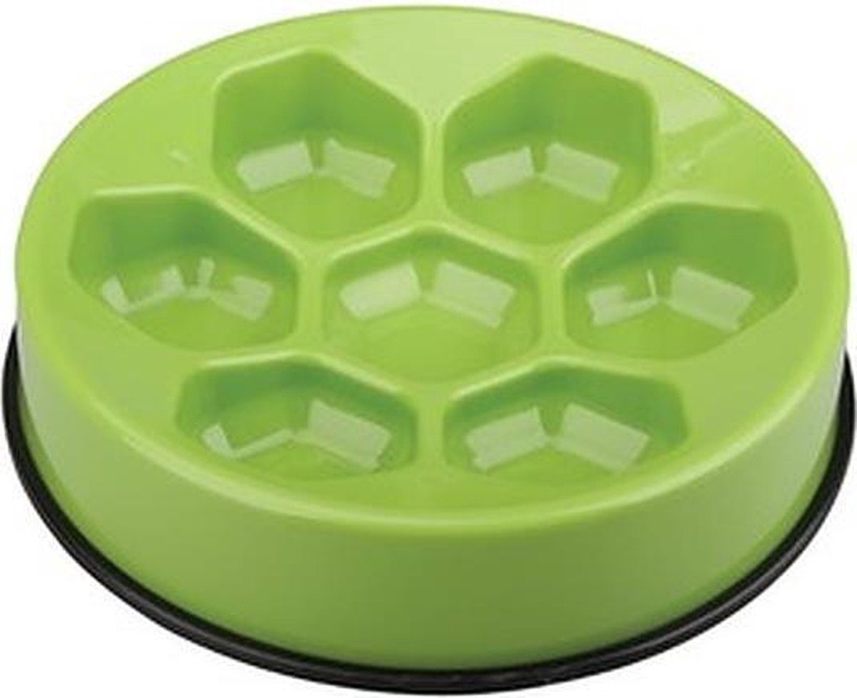 M-pets Voerbak Slow Feeder Cavity Groen 25x25x5,8