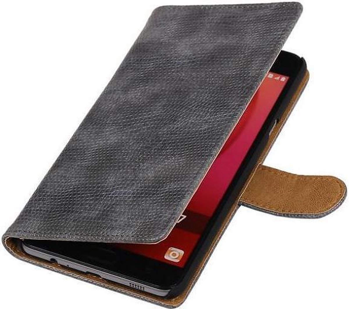 Hagedis Bookstyle Wallet Case Hoesjes Geschikt voor Samsung Galaxy C7 Grijs