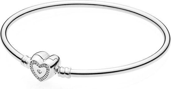 Pandora Armband 21cm! bangle zilver 'Wishful Heart Moments' 590729CZ-21 |  bol.com