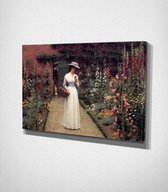 Lady In Garden - Painting Canvas - 100 x 70 cm - Schilderij - Canvas - Slaapkamer - Wanddecoratie  - Slaapkamer - Foto op canvas