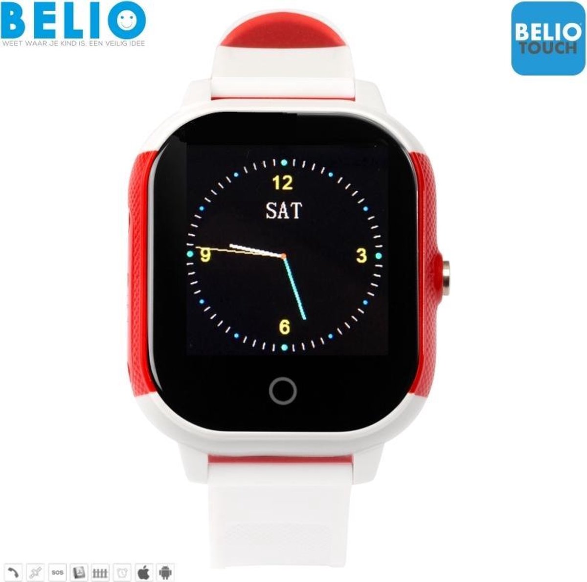 BELIO TOUCH GPS horloge kind Wit Rood bol
