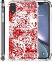 Geschikt voor iPhone XR Shockproof Case Angel Skull Red